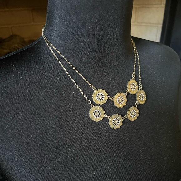 Gold Floral Sparkly Gemstone Necklace by The Limited - Picture 5 of 6